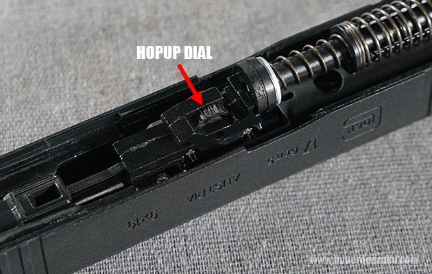 可変ホップアップの調整ダイヤル