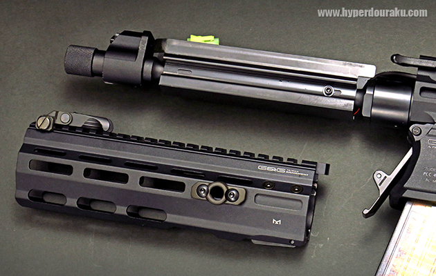 ハンドガードを工具なしで取り外せます