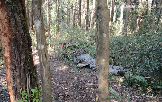 ギリーハットを被ってプローン