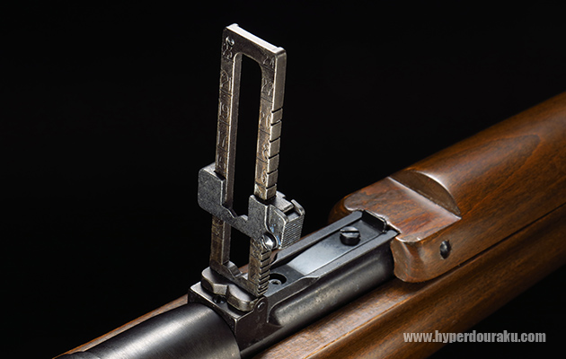 リアサイトを起こして狙います