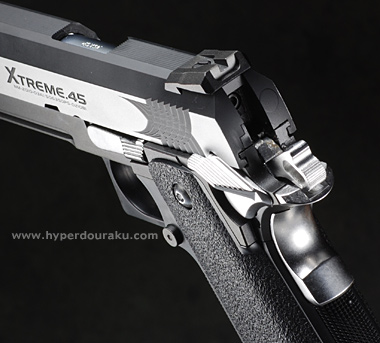 ハンマー、グリップセフティ、マニュアルセフティレバー、スライドストップ