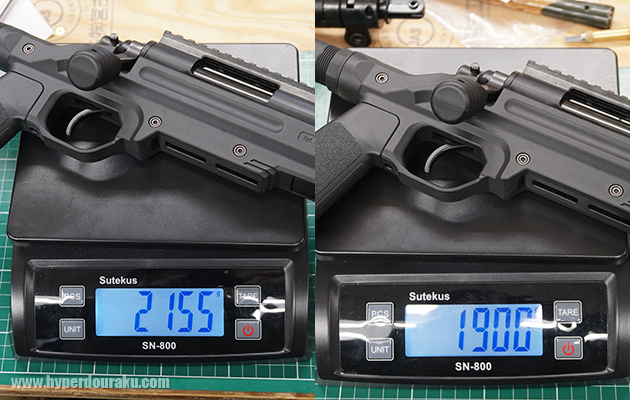 トータルで255gの軽量化