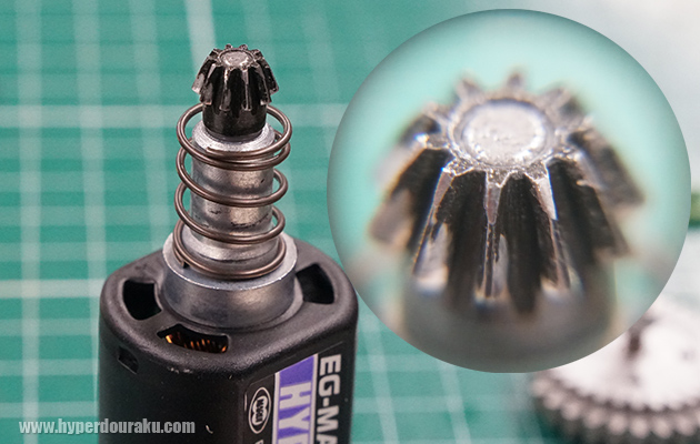 ピニオンギアが偏摩耗