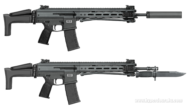 サプレッサー、銃剣装着時