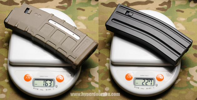 M4マガジンと重量を比較