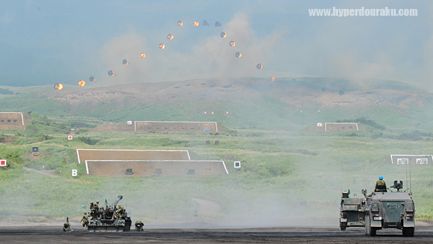 富士山を描く同時弾着