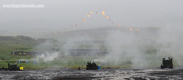 富士山を描く同時弾着