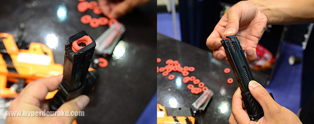 マガジンに太く小さめの輪ゴムを装填