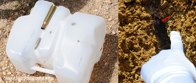 ターゲットのポリタンクに開いた穴