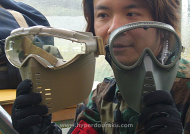 サンセイのフェイスガード付メッシュゴーグルとの比較