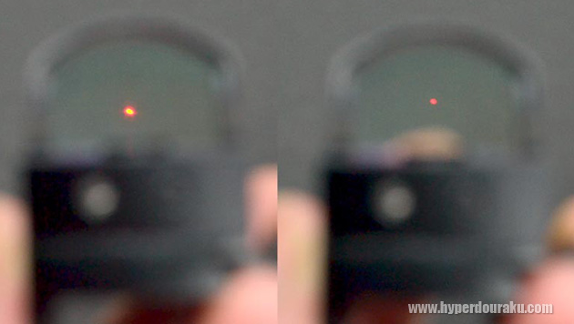 ドットが暗くなっている