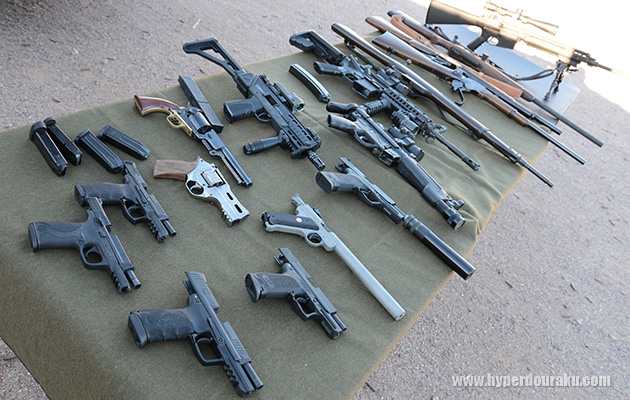 今回射撃した銃の数々