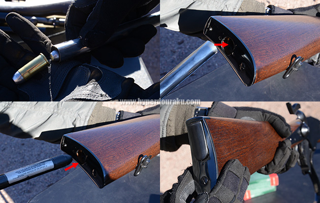 ストック内のチューブ式マガジン