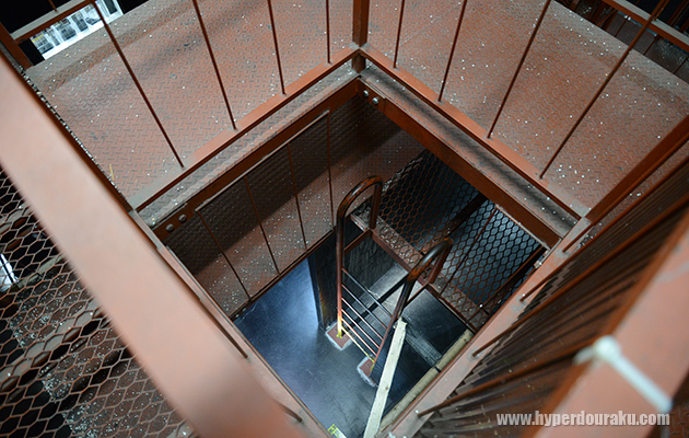 2階から梯子を見下ろす