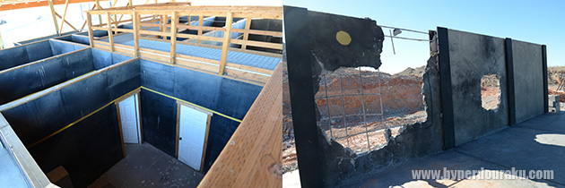 爆破突入訓練を行ったと思われるコンクリートの壁