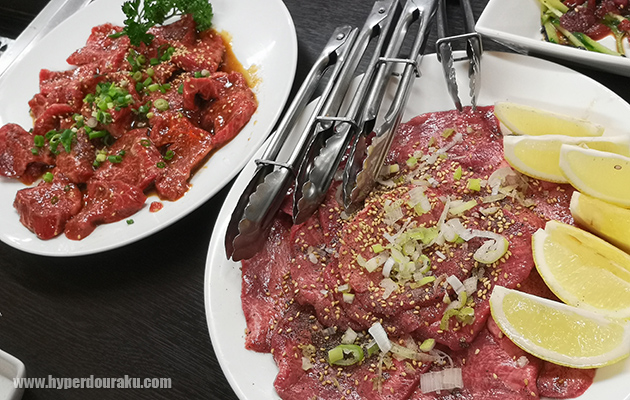 タン塩、ロース、カルビ、上カルビ