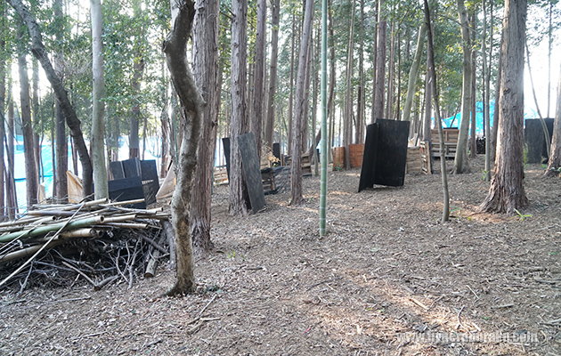 フィールド奥は斜面