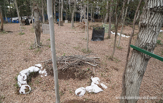 塹壕が所々に掘られている