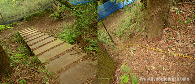 スロープ状の階段や、ロープ