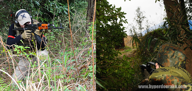 斜面上部の敵をスナイプ