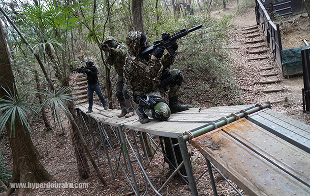 谷底に設置された橋