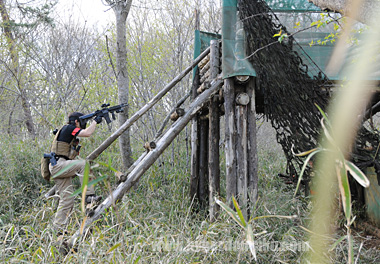 フィールド中央のやぐらに上り